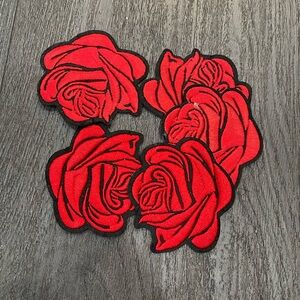 Red Rose Embroidered Patches